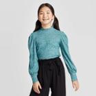 Girls' Long Sleeve Hacci Rib Shirt - Art Class Green S, Girl's,