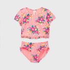 Girls' Short Sleeve 2pc Summer Blossom Bikini Set - Cat & Jack Coral