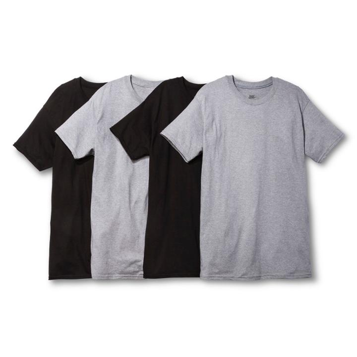 Hanes Men's 4pk Dri Crew Neck T-shirt - Black/gray