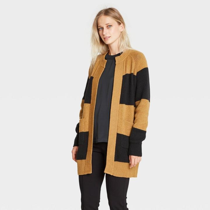 Women's Striped Cardigan - Who What Wear Black