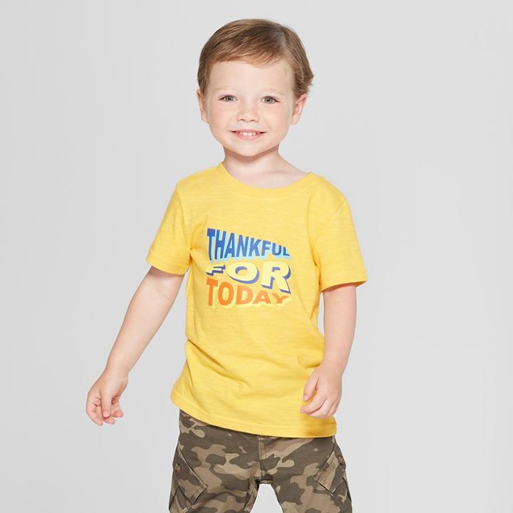 Toddler Boys' Thankful For Today Short Sleeve T-shirt - Cat & Jack Gold