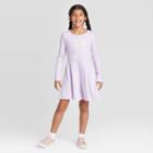 Girls' Long Sleeve Unicorn Knit Dress - Cat & Jack Lilac M, Girl's, Size:
