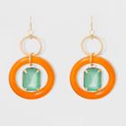 Target Flat Circles & Stone Fish Hook Earrings - A New Day,