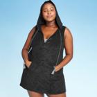Women's Plus Size Hooded Pull Over Cover Up - Cover 2 Cover Black 1x, Women's,