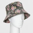 Women's Oversized Washed Floral Bucket Hat - Wild Fable Black