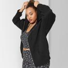 Women's Plus Size Long Sleeve Oversized Zip Hoodie - Wild Fable Black