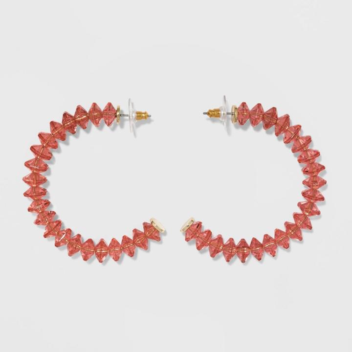 Sugarfix By Baublebar Clear Acrylic Hoop Earrings - Coral, Girl's