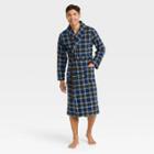 Men's Plaid Microfleece Robe - Goodfellow & Co Navy