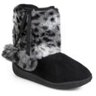 Girls' Journee Collection Pom Pom Faux Fur Fashion Boots - Black