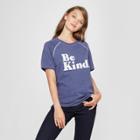 Women's Short Sleeve Be Kind Chenille French Terry Graphic T-shirt - Grayson Threads (juniors') Navy