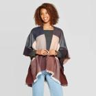 Women's Cozy Check Ruana - Universal Thread Navy