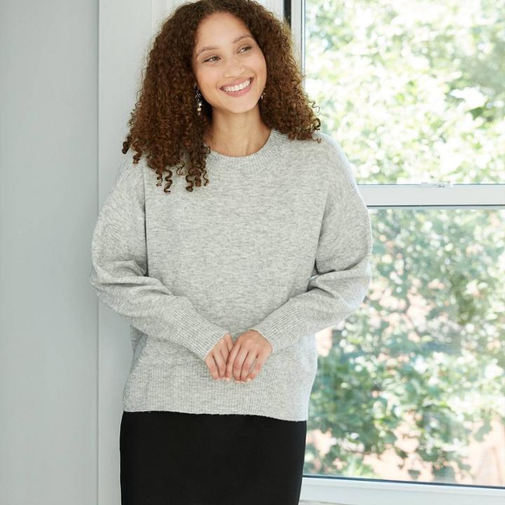 Women's Slouchy Crewneck Pullover Sweater - A New Day Heather Gray