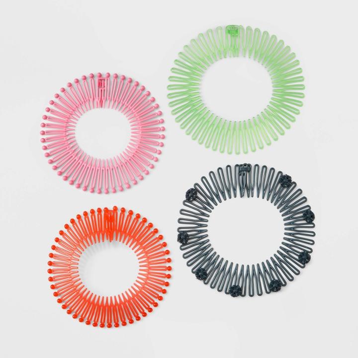 Girls' 4pk Stretch Comb Headbands - Art Class Orange/lime