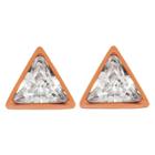 Elya Triangle Stud Earrings With Cubic Zirconia - Rose Gold