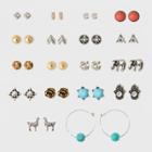 Stone And Flower With Llama And Elephant Multi Earring Set 18ct - Wild Fable,