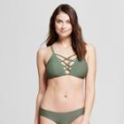 Tori Praver Seafoam Women's Strappy Bralette Bikini Top - Faded Army D/dd Cup, Green