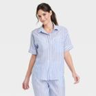 Women's Simply Cool Short Sleeve Notch Collar Top - Stars Above Blue