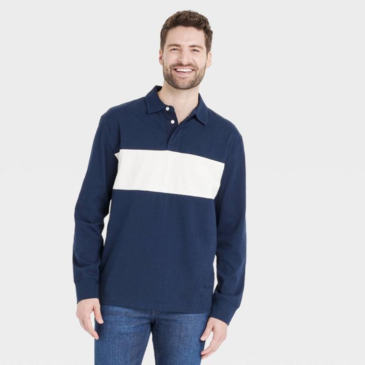 Men's Rugby Polo Shirt - Goodfellow & Co Blue