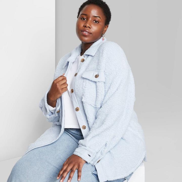 Women's Plus Size Oversized Sherpa Jacket - Wild Fable