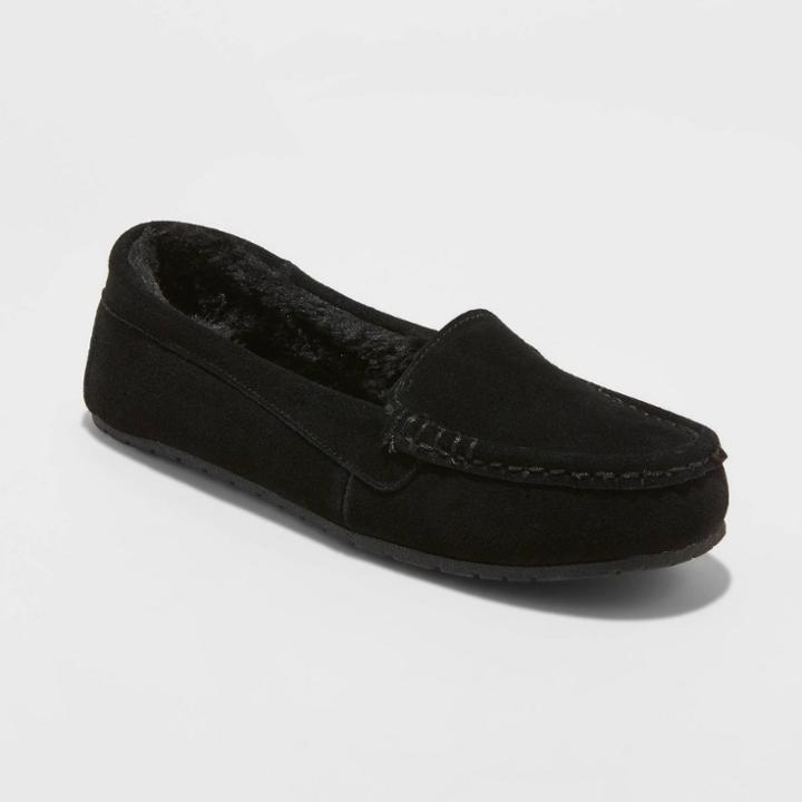 Women's Gemma Genuine Suede Moccasin Slippers - Stars Above Black