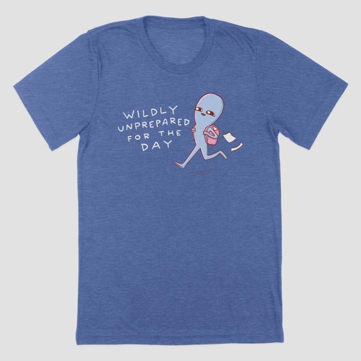 Threadless Men's Strange Planet Wildly Unprepared Short Sleeve Graphic T-shirt - Heather Blue