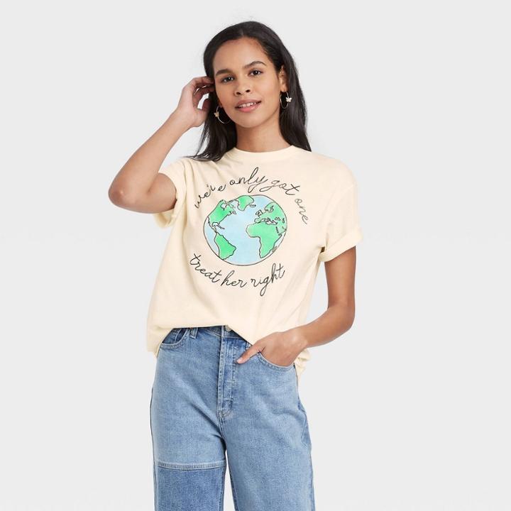 Fifth Sun Women's We've Only Got One Short Sleeve Graphic T-shirt - Cream