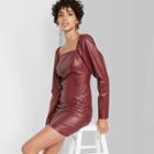 Women's Long Sleeve Faux Leather Bodycon Dress - Wild Fable Red