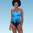 Women's Slimming Control Shirred Scoop Neck One Piece Swimsuit - Dreamsuit By Miracle Brands Black