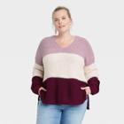 Women's Plus Size V-neck Pullover Sweater - Knox Rose 1x,