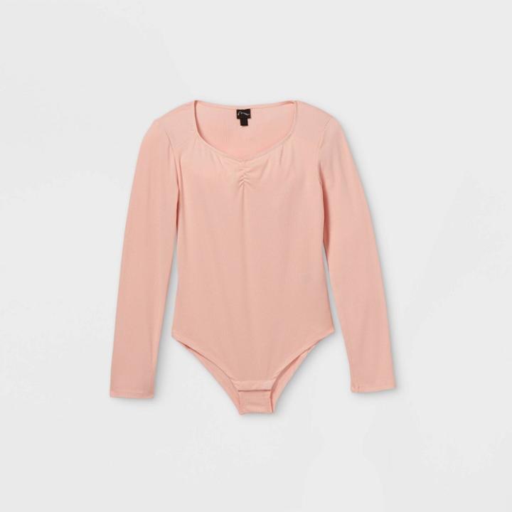 Girls' Long Sleeve Cinched Front Bodysuit - Art Class Pink