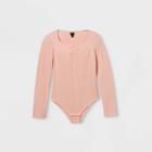 Girls' Long Sleeve Cinched Front Bodysuit - Art Class Pink