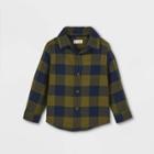 Toddler Boys' Flannel Long Sleeve Button-down Shirt - Cat & Jack Olive Green