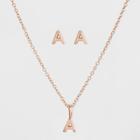 Sterling Silver Initial A Earrings And Necklace Set - A New Day Gold, Girl's, Gold - A