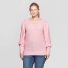 Women's Plus Size Puff Sleeve Pullover - Ava & Viv Pink