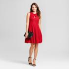 Women's Textured Sequin Knit Fit And Flare Dress With Cutout - Melonie T Red