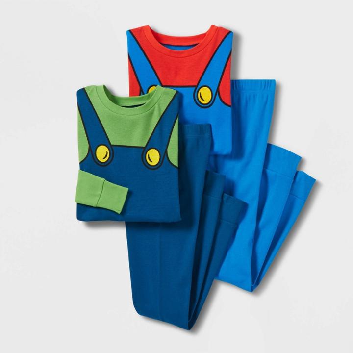 Nintendo Boys' Super Mario And Luigi 4pc Snug Fit Long Sleeve Pajama
