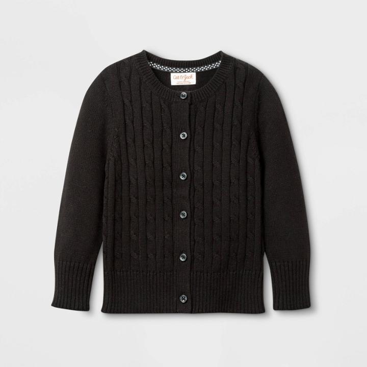 Toddler Girls' Uniform Cable Knit Cardigan - Cat & Jack Black