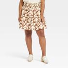 Women's Plus Size High-rise Tiered Mini A-line Skirt - Universal Thread Brown Floral