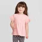 Petitetoddler Girls' Short Sleeve Eyelet T-shirt - Cat & Jack Pink 12m, Toddler Girl's