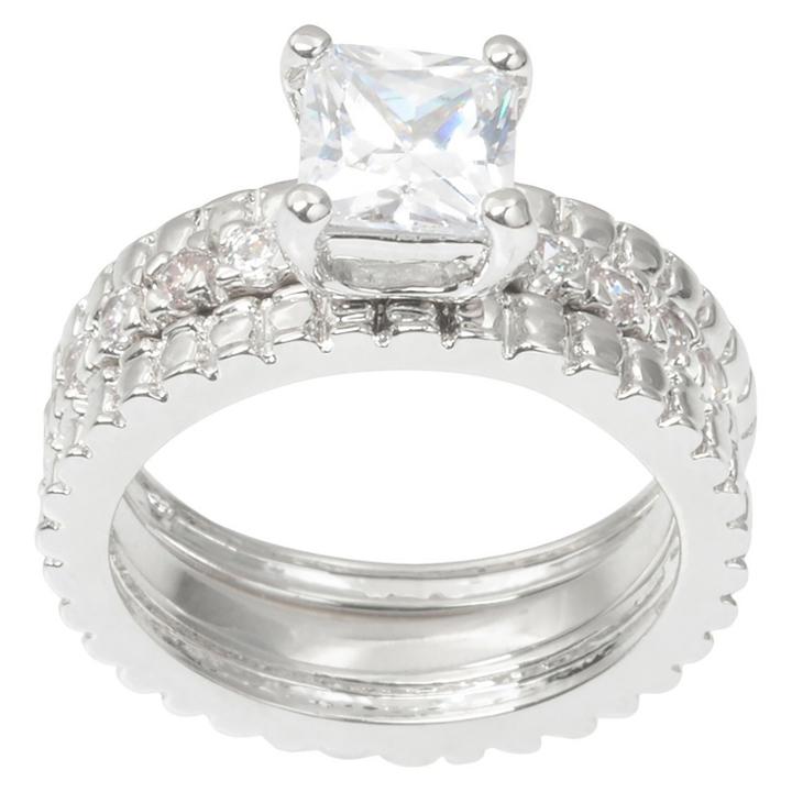 1 3/8 Ct. T.w. Journee Collection Princess Cut Cz Basket Set Elegant Ring In Brass -