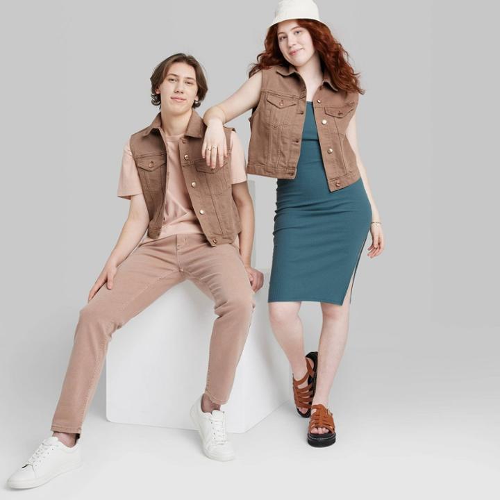 Denim Mineral Dyed Trucker Vest - Wild Fable Brown