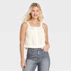 Women's Button-front Cropped Tank Top - Universal Thread White