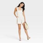 Women's Sleeveless Crossback Linen Romper Dress - A New Day White