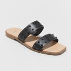 Women's Stella Two Band Studded Sandals - A New Day Black
