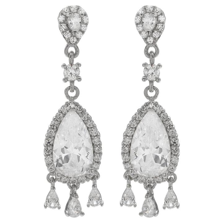 Target Women's Clear Pear Cubic Zirconia Drop Earrings In Sterling Silver - Clear
