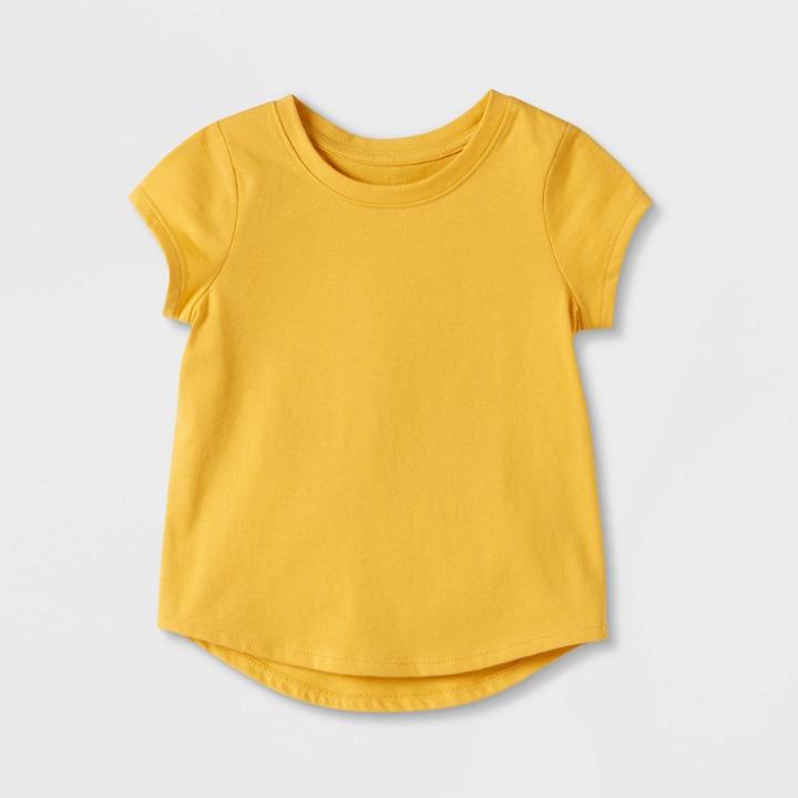 Toddler Girls' Solid Knit Short Sleeve T-shirt - Cat & Jack Yellow