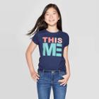 Girls' Short Sleeve This Is Me Graphic T-shirt - Cat & Jack Navy
