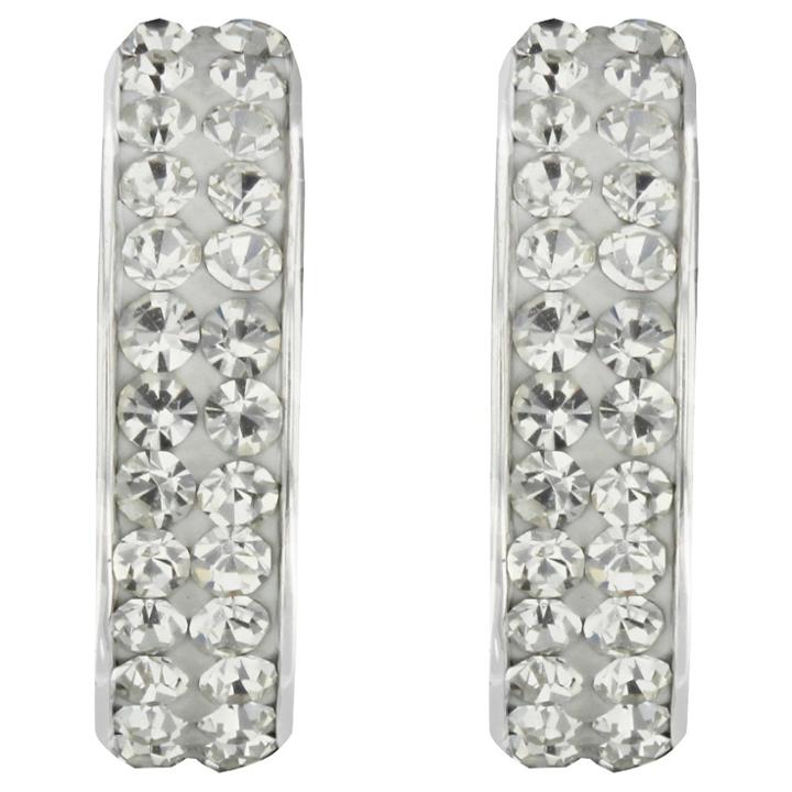 Target Hoop Post Earrings Plated Brass 1/2 Hoop With Crystal _silver/clear,