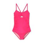 V-neck Peephole Colorblock Tie Back One Piece Maternity Swimsuit - Isabel Maternity By Ingrid & Isabel Neon Pink