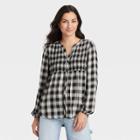 Women's Long Sleeve Button-down Top - Knox Rose Black Plaid